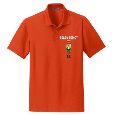 Crack Addict Funny Nutcracker Christmas Sayings Dry Zone Grid Polo