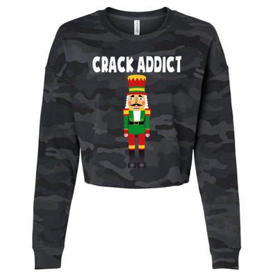 Crack Addict Funny Nutcracker Christmas Sayings Cropped Pullover Crew