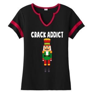 Crack Addict Funny Nutcracker Christmas Sayings Ladies Halftime Notch Neck Tee