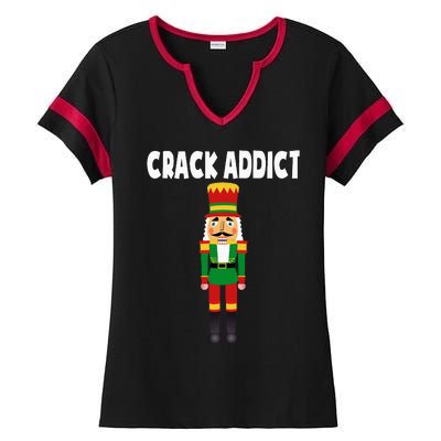 Crack Addict Funny Nutcracker Christmas Sayings Ladies Halftime Notch Neck Tee