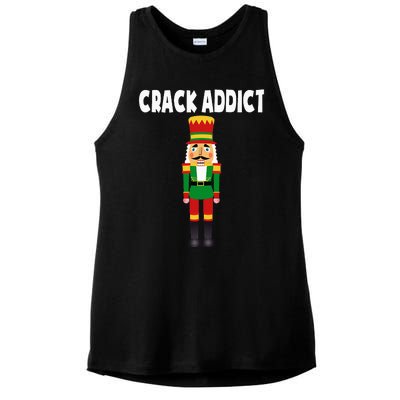 Crack Addict Funny Nutcracker Christmas Sayings Ladies PosiCharge Tri-Blend Wicking Tank