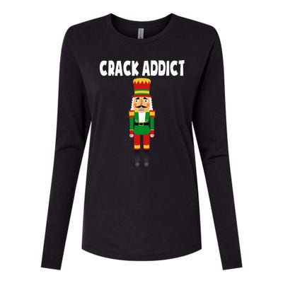 Crack Addict Funny Nutcracker Christmas Sayings Womens Cotton Relaxed Long Sleeve T-Shirt