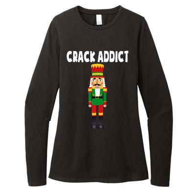 Crack Addict Funny Nutcracker Christmas Sayings Womens CVC Long Sleeve Shirt