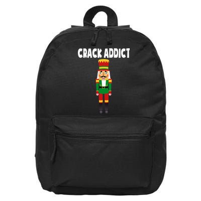 Crack Addict Funny Nutcracker Christmas Sayings 16 in Basic Backpack