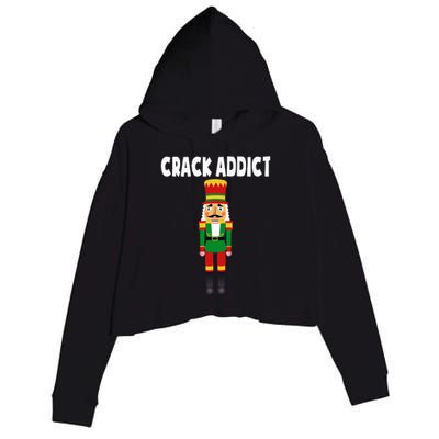 Crack Addict Funny Nutcracker Christmas Sayings Crop Fleece Hoodie