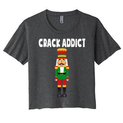 Crack Addict Funny Nutcracker Christmas Sayings Women's Crop Top Tee