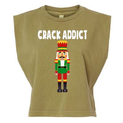 Crack Addict Funny Nutcracker Christmas Sayings Garment-Dyed Women's Muscle Tee