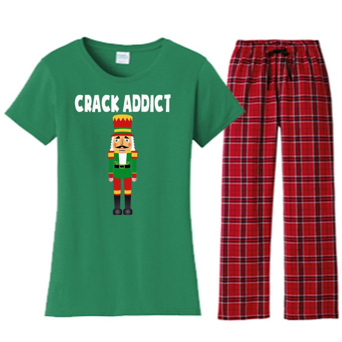 Crack Addict Funny Nutcracker Christmas Sayings Women's Flannel Pajama Set