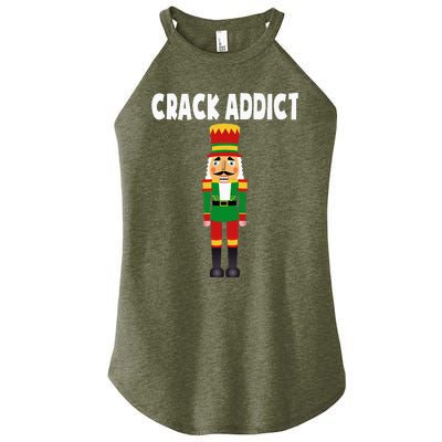 Crack Addict Funny Nutcracker Christmas Sayings Women's Perfect Tri Rocker Tank