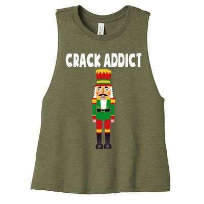 Crack Addict Funny Nutcracker Christmas Sayings Women's Racerback Cropped Tank