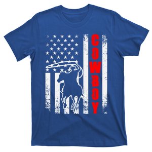 Cow American Flag Usa Patriotic Horse Riding Western Gift T-Shirt