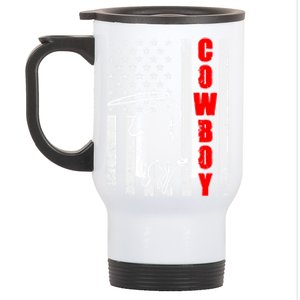 Cow American Flag Usa Patriotic Horse Riding Western Gift Stainless Steel Travel Mug