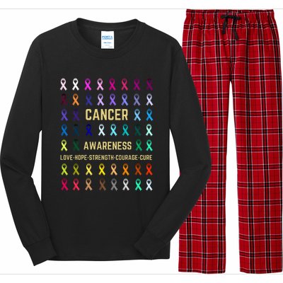 Cancer Awareness Fight Cancer In All ribbon Color supporter Long Sleeve Pajama Set