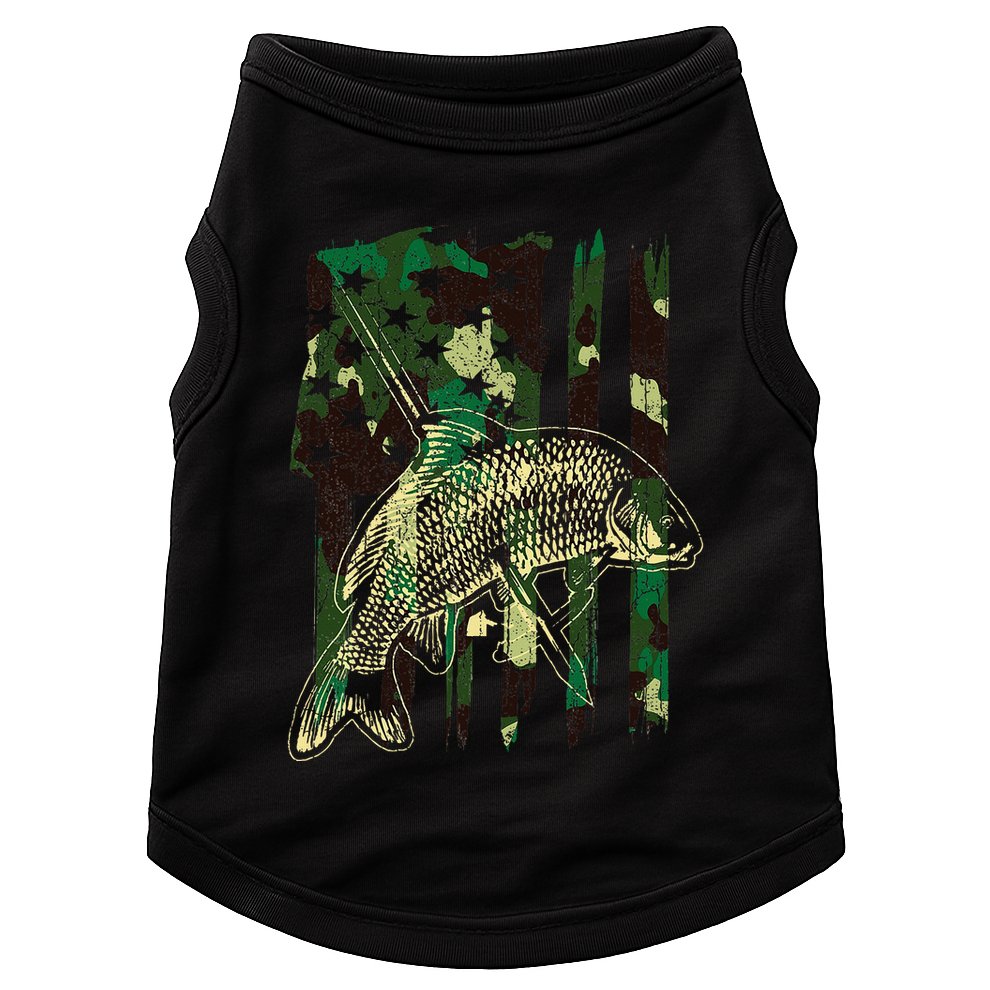 Camo American Flag Bowfishing Gift Bow Fishing Bow Fisher Doggie Tank
