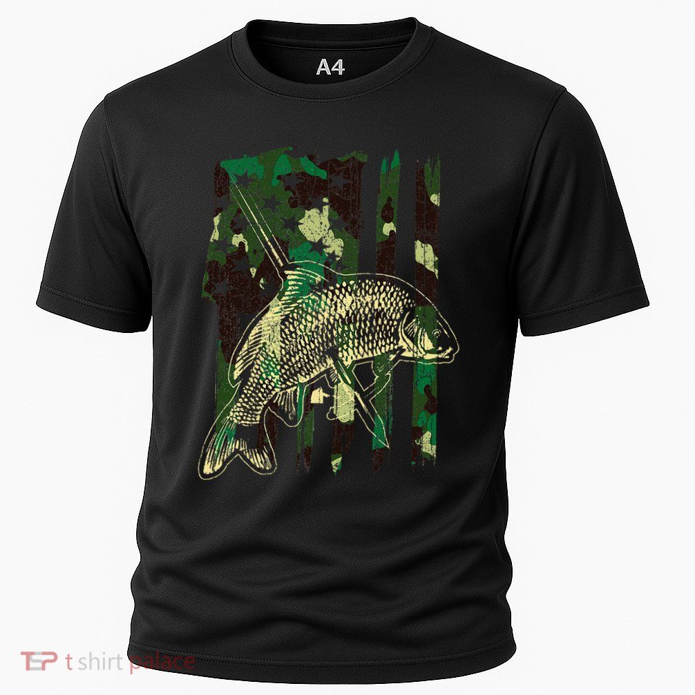 Camo American Flag Bowfishing Gift Bow Fishing Bow Fisher Performance Shirt