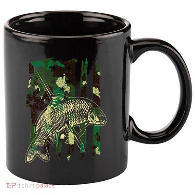 Camo American Flag Bowfishing Gift Bow Fishing Bow Fisher 11oz C Handle Ceramic Mug
