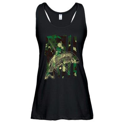 Camo American Flag Bowfishing Gift Bow Fishing Bow Fisher Ladies Essential Flowy Tank