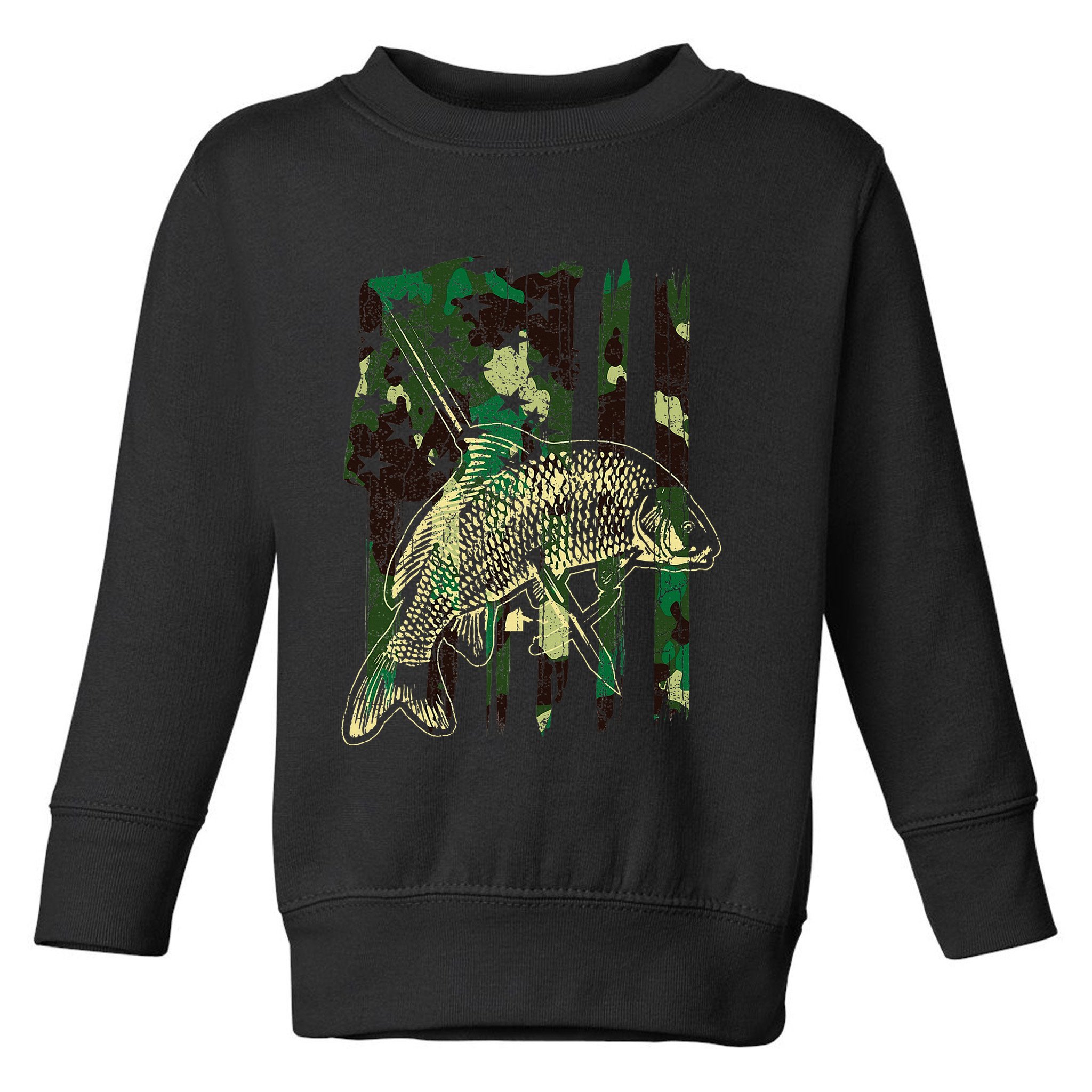 Camo American Flag Bowfishing Gift Bow Fishing Bow Fisher Toddler Sweatshirt