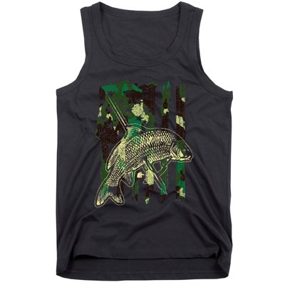 Camo American Flag Bowfishing Gift Bow Fishing Bow Fisher Tank Top