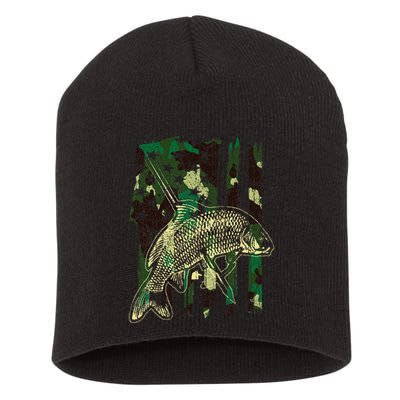 Camo American Flag Bowfishing Gift Bow Fishing Bow Fisher Short Acrylic Beanie
