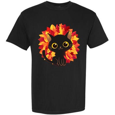 Cute Autumn Fall Black Cat Garment-Dyed Heavyweight T-Shirt
