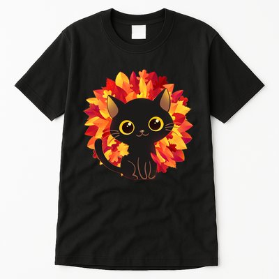 Cute Autumn Fall Black Cat Tall T-Shirt