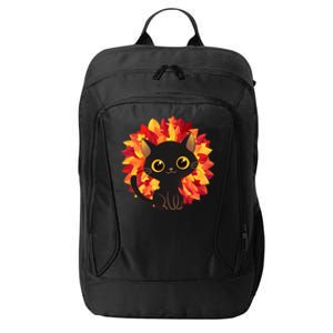 Cute Autumn Fall Black Cat City Backpack