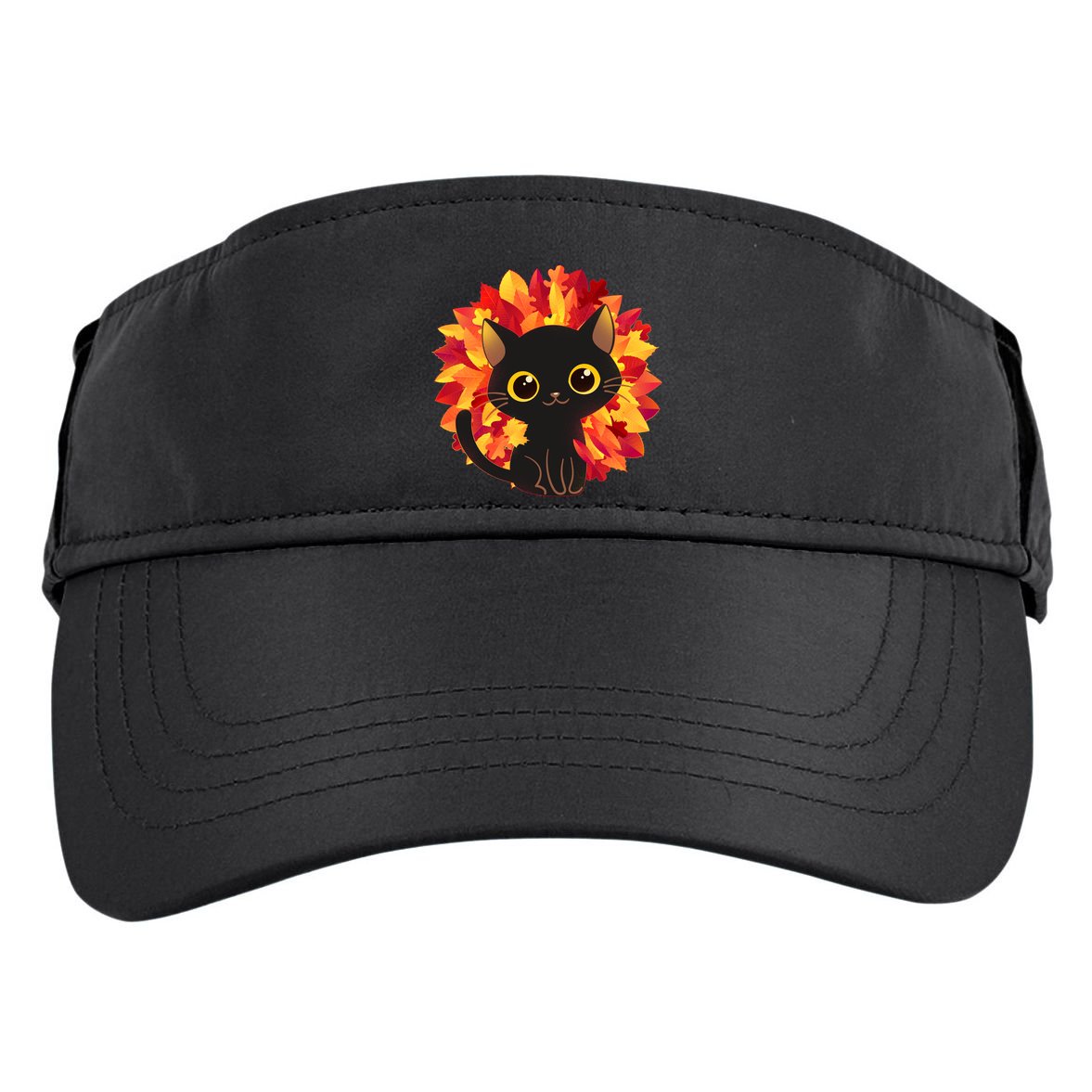 Cute Autumn Fall Black Cat Adult Drive Performance Visor
