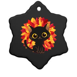 Cute Autumn Fall Black Cat Ceramic Star Ornament