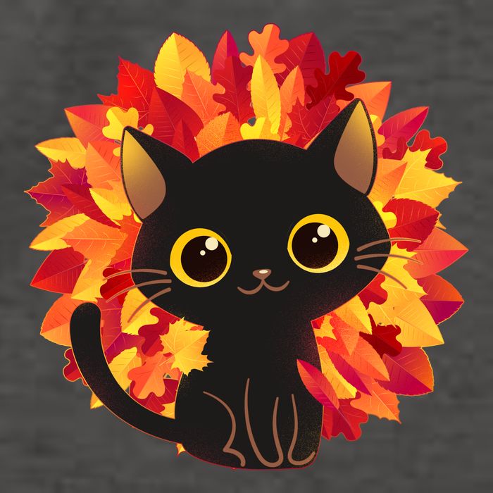 Cute Autumn Fall Black Cat Vector Backpack