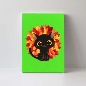 Cute Autumn Fall Black Cat Canvas