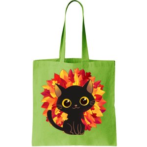 Cute Autumn Fall Black Cat Tote Bag