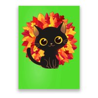 Cute Autumn Fall Black Cat Poster