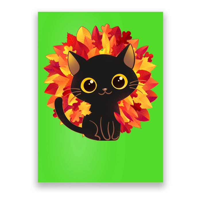 Cute Autumn Fall Black Cat Poster