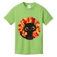 Cute Autumn Fall Black Cat Kids T-Shirt