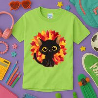 Cute Autumn Fall Black Cat Kids T-Shirt