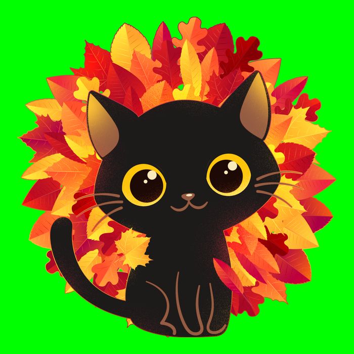 Cute Autumn Fall Black Cat Kids T-Shirt