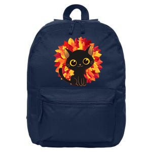 Cute Autumn Fall Black Cat 16 in Basic Backpack