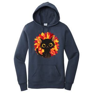 Cute Autumn Fall Black Cat Women's Pullover Hoodie