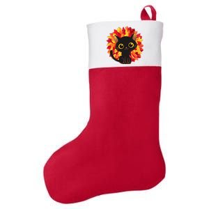 Cute Autumn Fall Black Cat Felt Holiday Christmas Stocking