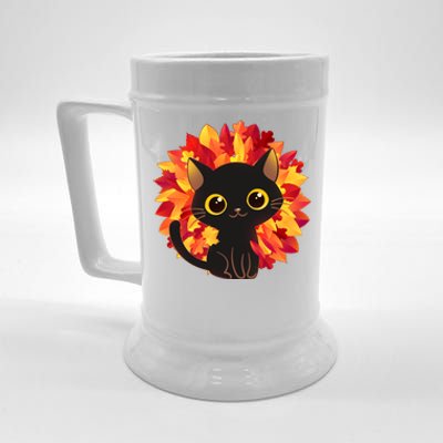 Cute Autumn Fall Black Cat Beer Stein