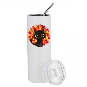 Cute Autumn Fall Black Cat Stainless Steel Tumbler