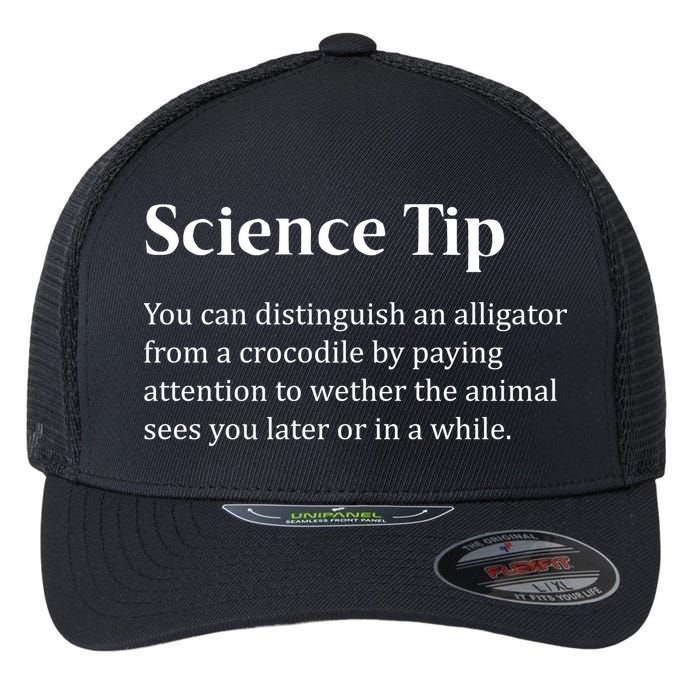 Crocodile Alligator Funny Science Tip Flexfit Unipanel Trucker Cap