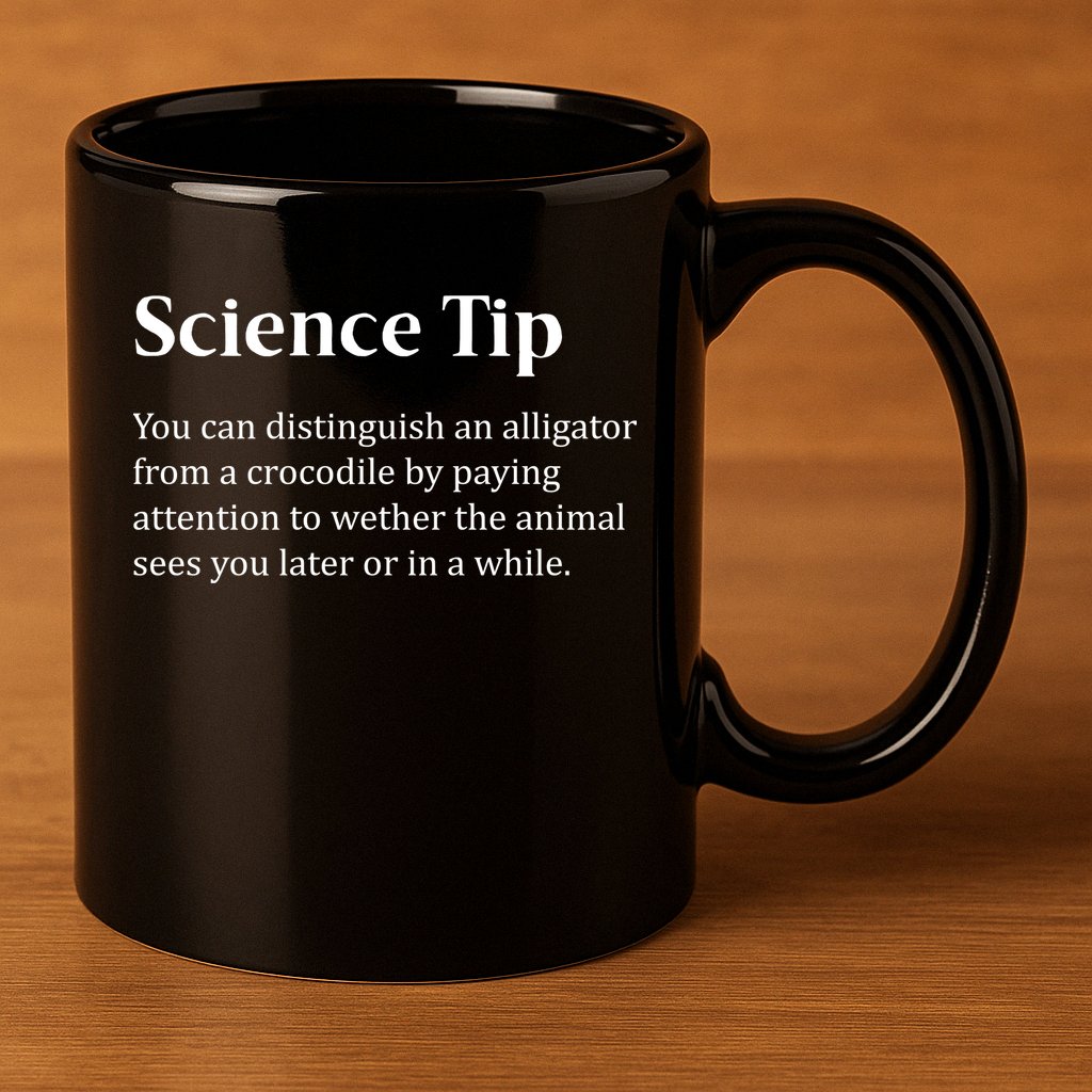 Crocodile Alligator Funny Science Tip 11oz C Handle Ceramic Mug