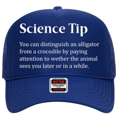 Crocodile Alligator Funny Science Tip High Crown Mesh Back Trucker Hat