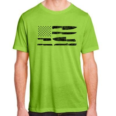 Chef American Flag Kitchen Knives Cooking Patriotic Gift Adult ChromaSoft Performance T-Shirt