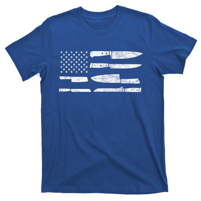 Chef American Flag Kitchen Knives Cooking Patriotic Gift T-Shirt