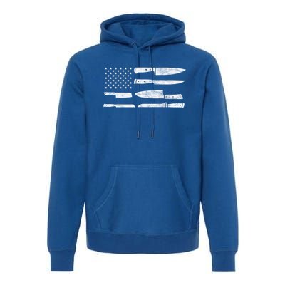 Chef American Flag Kitchen Knives Cooking Patriotic Gift Premium Hoodie