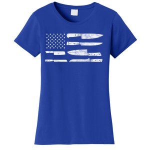 Chef American Flag Kitchen Knives Cooking Patriotic Gift Women's T-Shirt