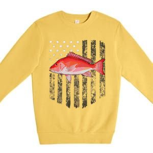 Camo American Flag Red Snapper Fishing 4th Of July Premium Crewneck Sweatshirt